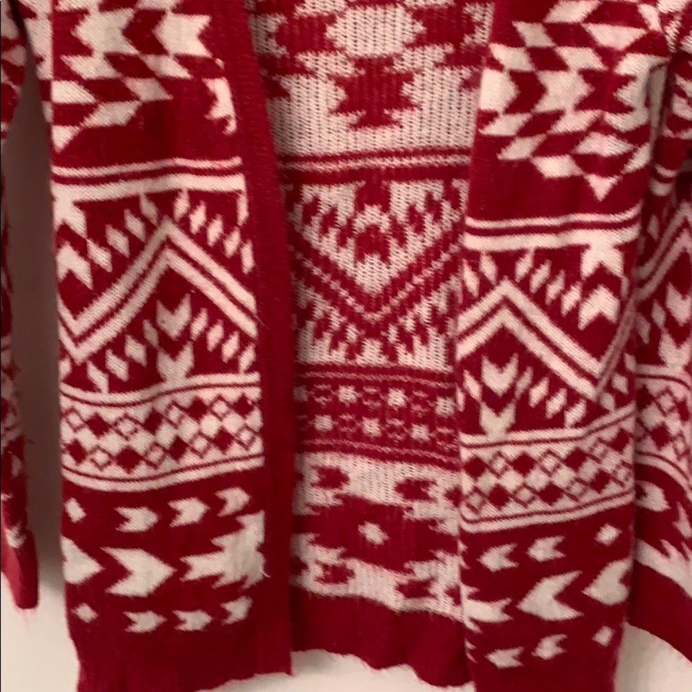 Charlotte Russe Red and White Open Front Cardigan - size Small - Picture 5 of 6